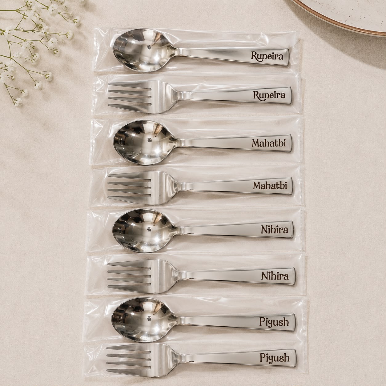 Personalized Stainless Steel Spoon & Fork Set - Image 2