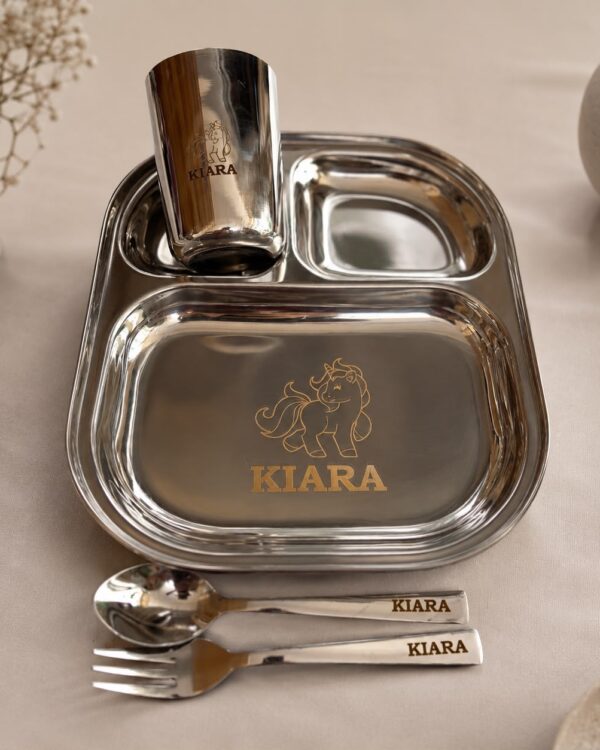 Personalized Stainless Steel Partition Plate - Oval