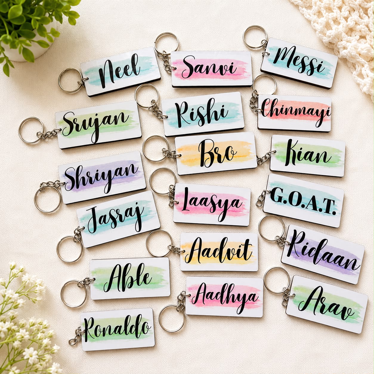 Personalized Name Wooden Keychain (Set of 3) - Image 4