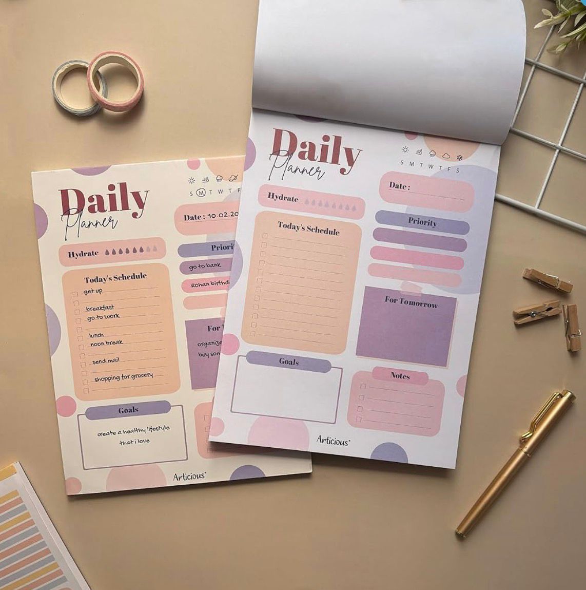 Focus- Daily Planner Undated 60 Tear Off Sheets - Image 2