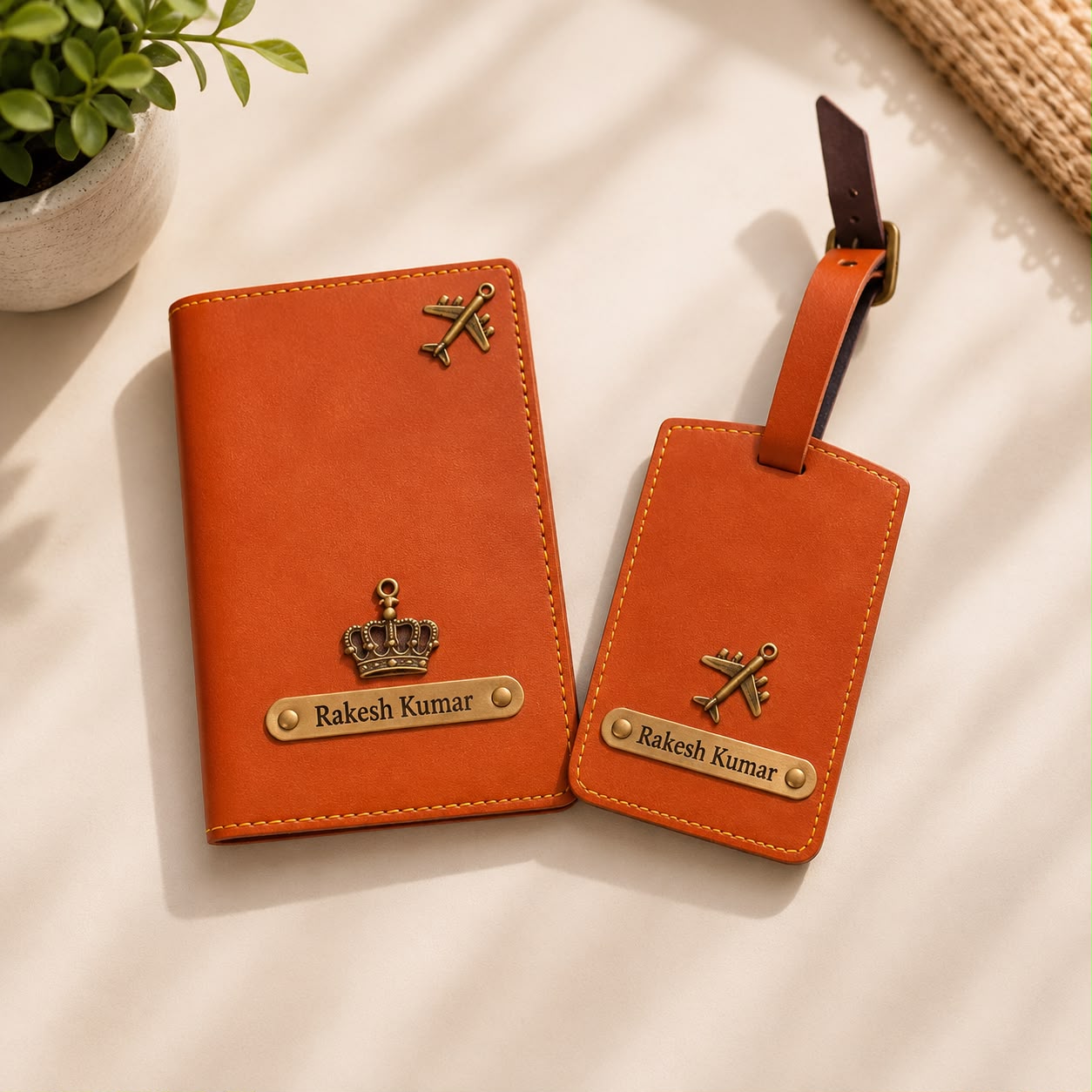 Personalised Leather Passport Cover & Luggage Tag - Image 6
