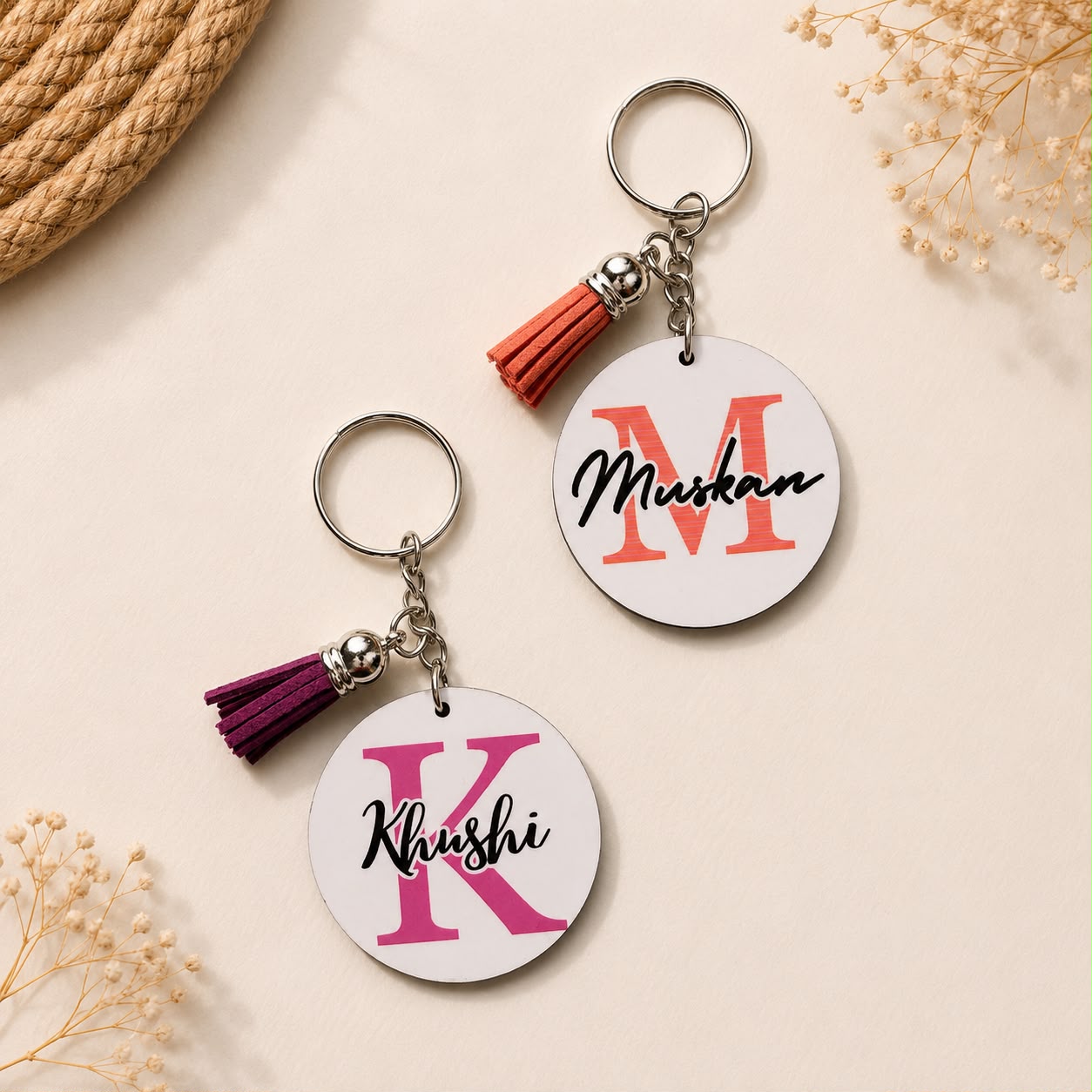 Personalized Alphabet Name Wooden Keychain (Set of 3) - Image 2