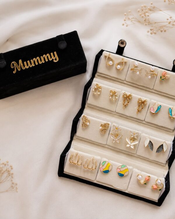 Personalised Earrings Gift Set with Name Engraved Jewellery Box