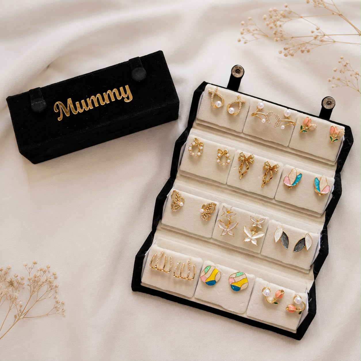 Personalised Earrings Gift Set with Name Engraved Jewellery Box