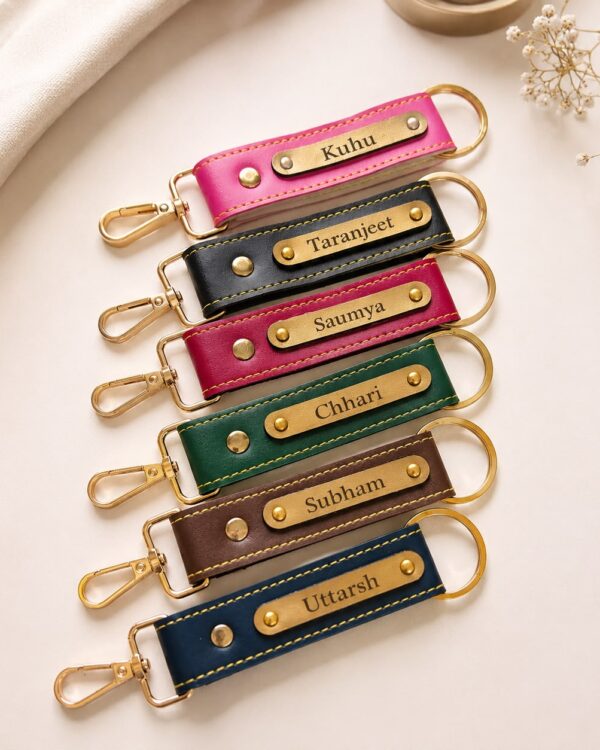 Personalised Leather Keychain with Name