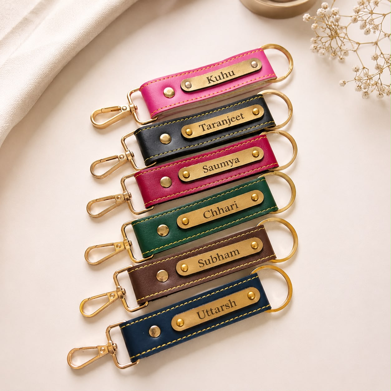 Personalised Leather Keychain with Name