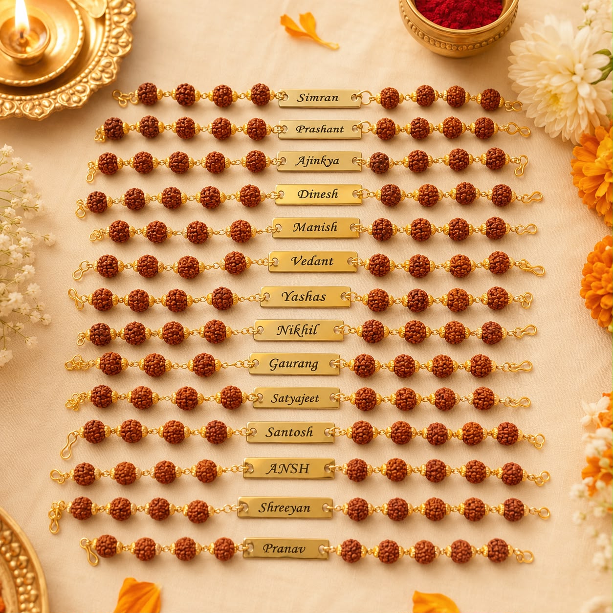 Personalized Rudraksha Name Rakhi for Brother - Image 2