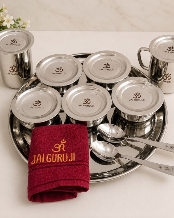 17pcs Jai Guru Ji Bhog Plate Set with Napkin