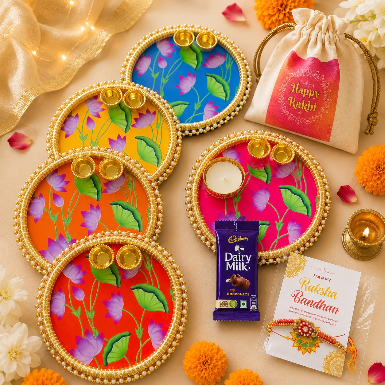 Rakhi with Puja Thali Gift Combo Set - Image 2