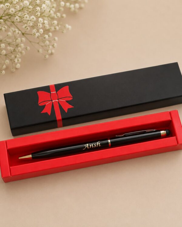 Personalized Black Ballpoint Pen with Stylus Tip