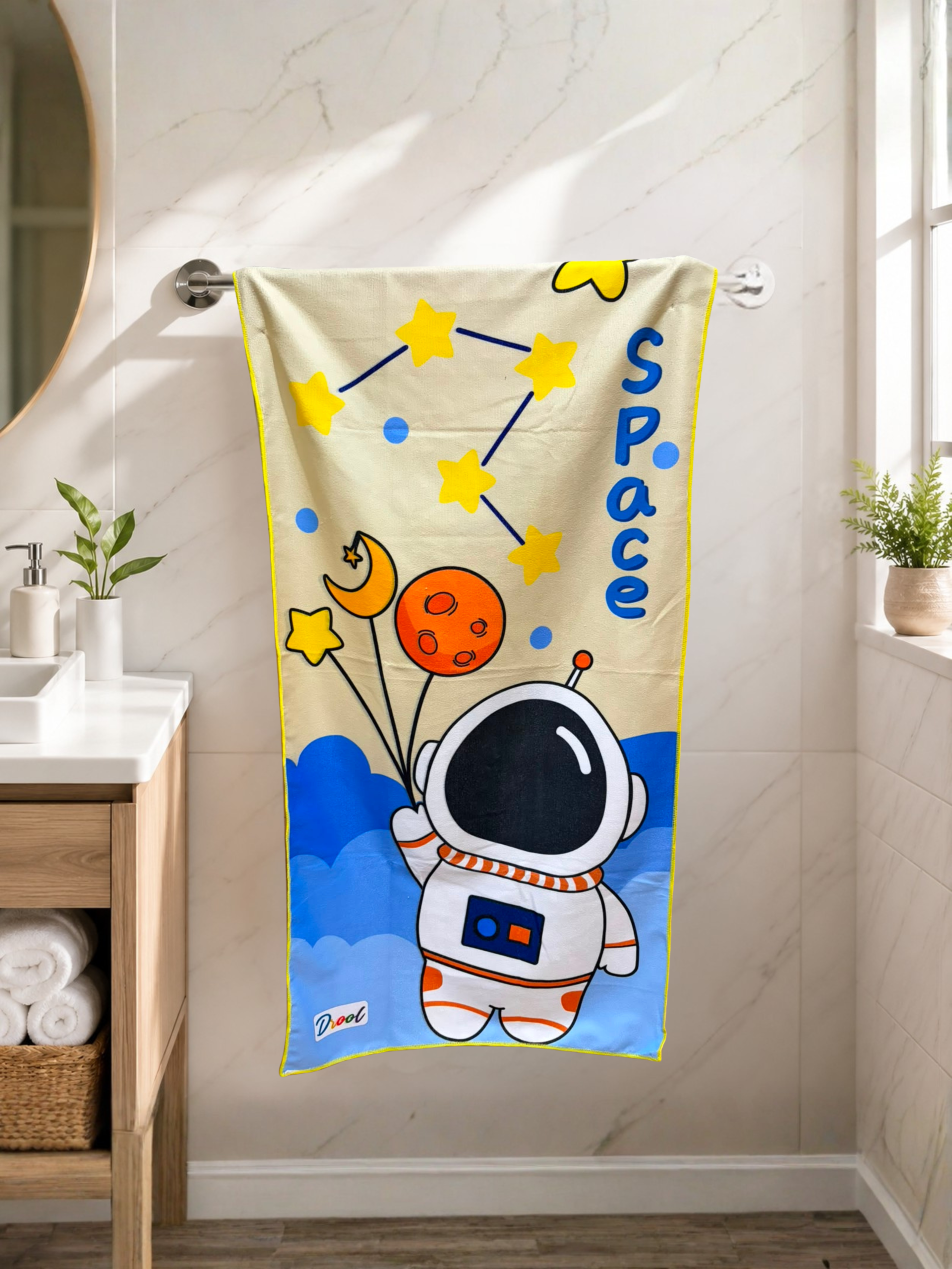Astronaut Theme Soft Bath Towel for Kids – 54x28 Inch