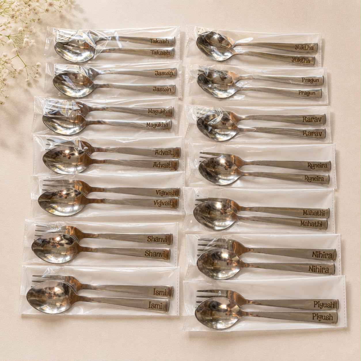 Personalized Stainless Steel Spoon & Fork Set - Image 3