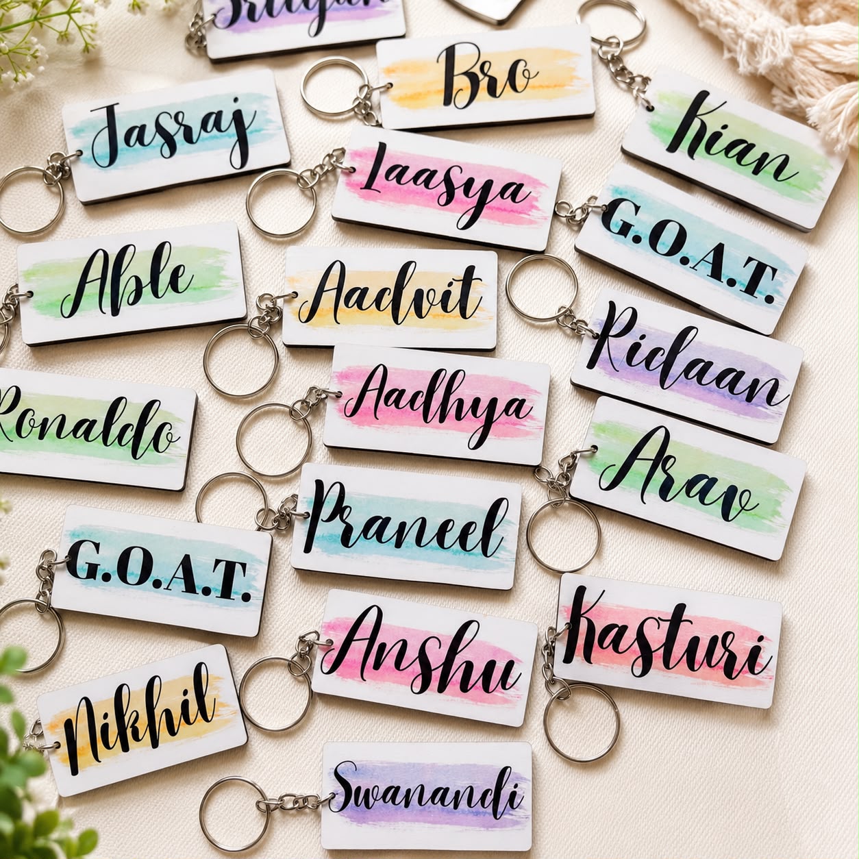 Personalized Name Wooden Keychain (Set of 3) - Image 3