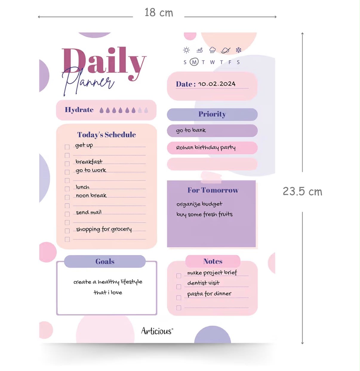 Focus- Daily Planner Undated 60 Tear Off Sheets - Image 3