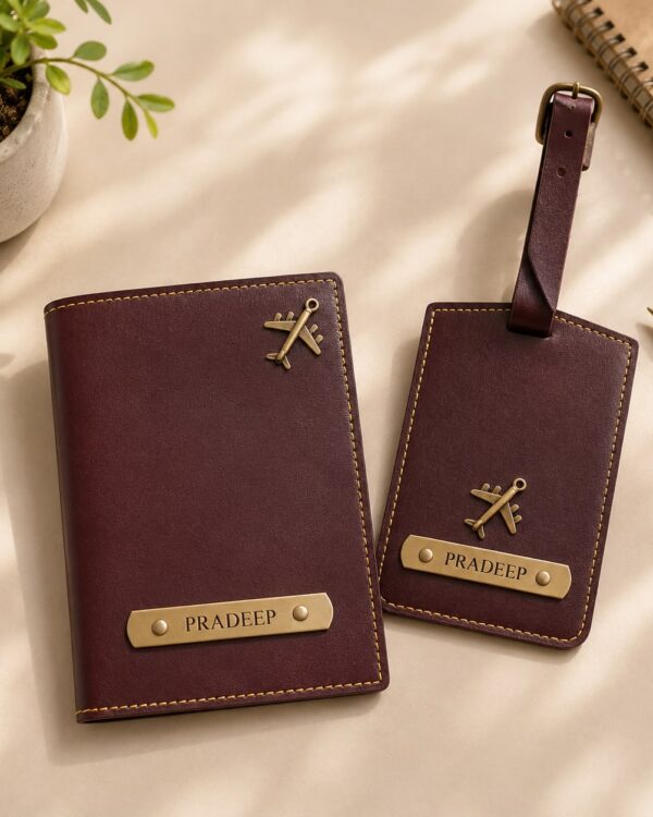 Personalised Leather Passport Cover  & Luggage Tag