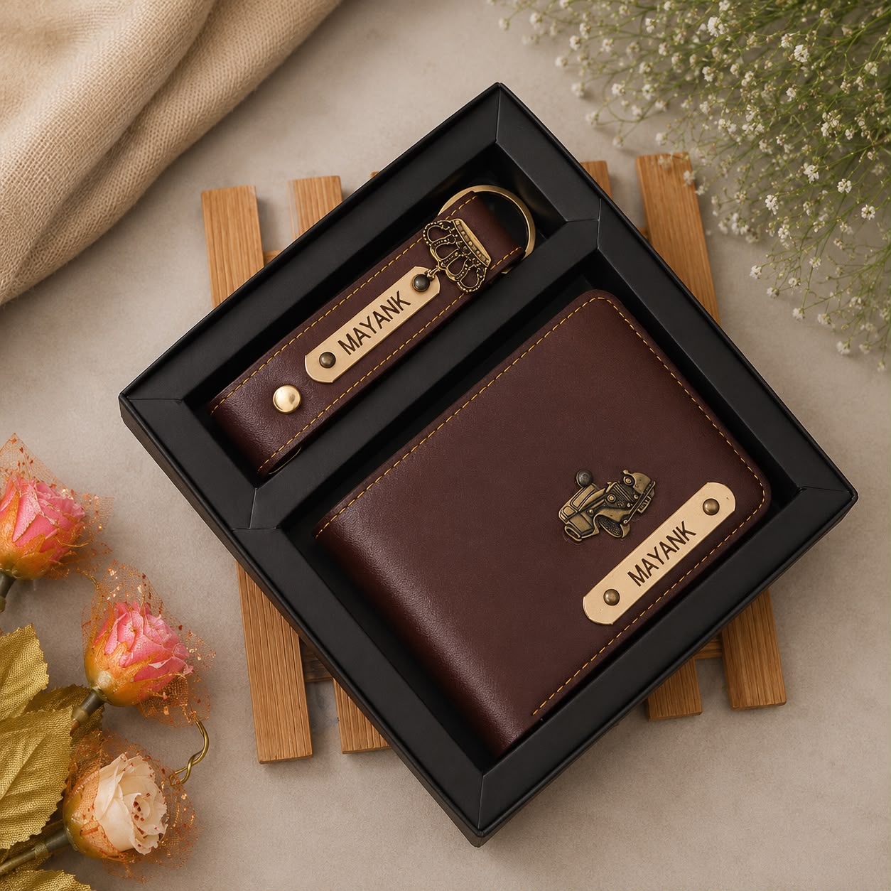 Personalised Wallet & Keychain Combo for Men - Image 5