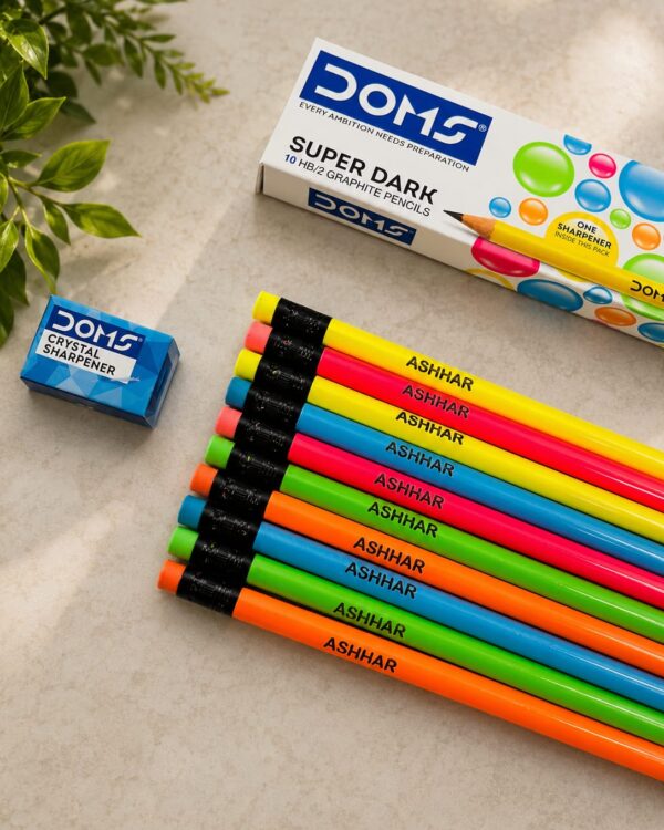 Personalized Neon Pencils with Name Engraving – Set of 10