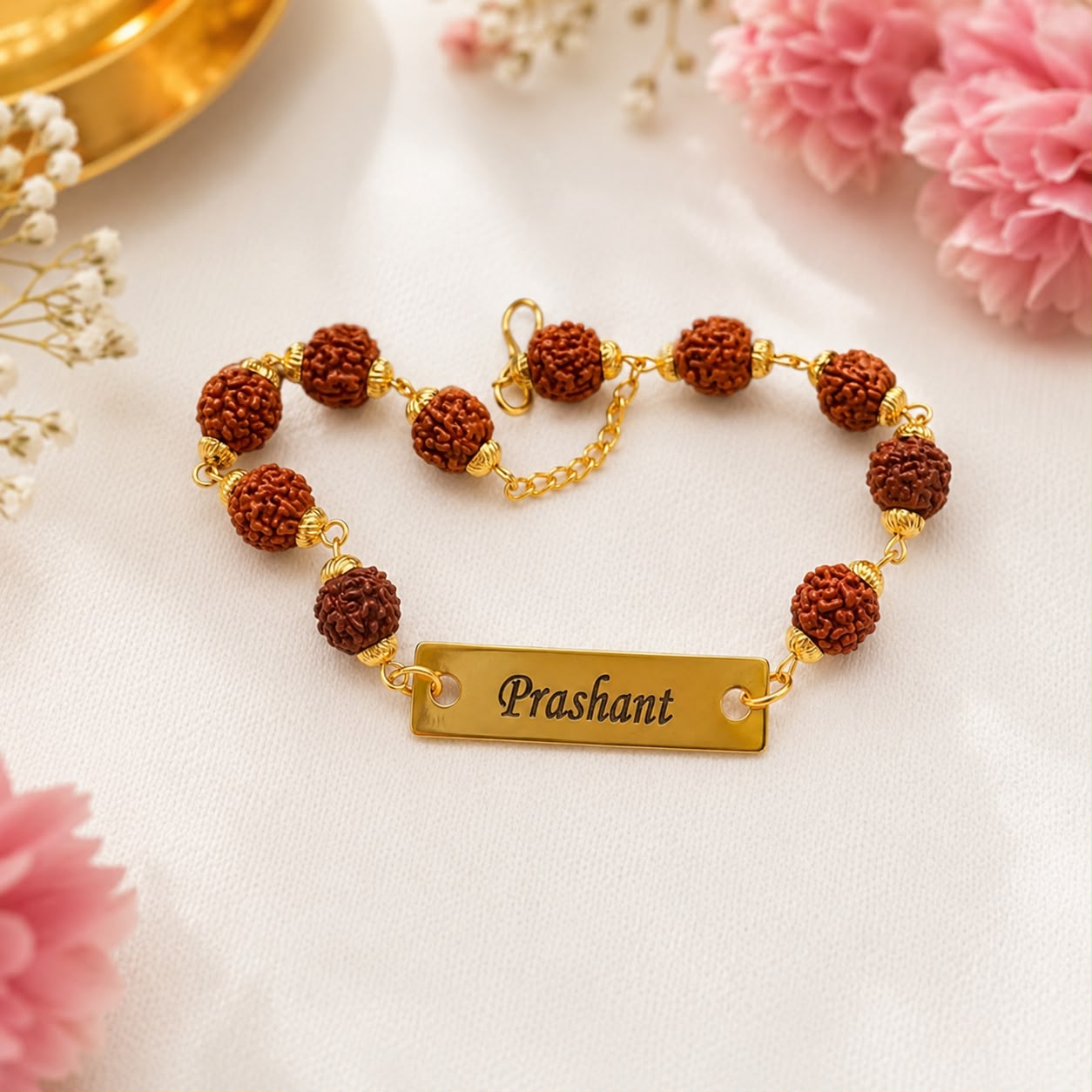 Personalized Rudraksha Name Rakhi for Brother - Image 3