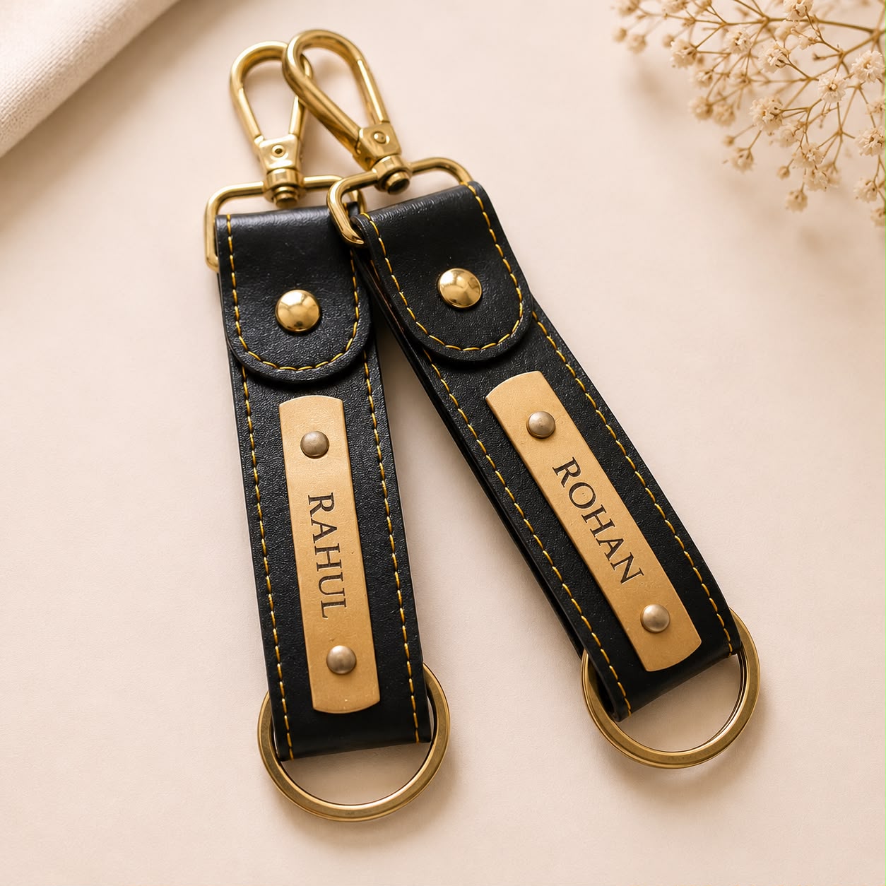 Personalised Leather Keychain with Name - Image 2
