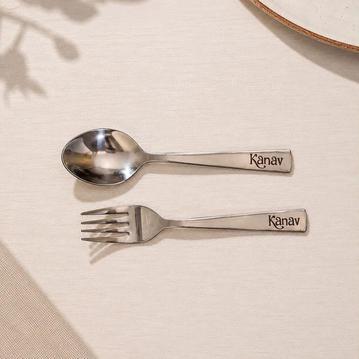 Personalized Stainless Steel Spoon & Fork Set