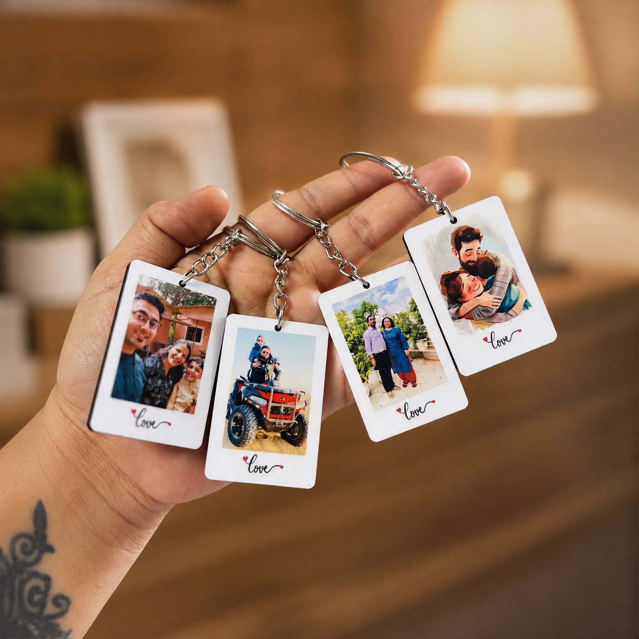 Personalized Polaroid Photo Keychain (Set of 3)