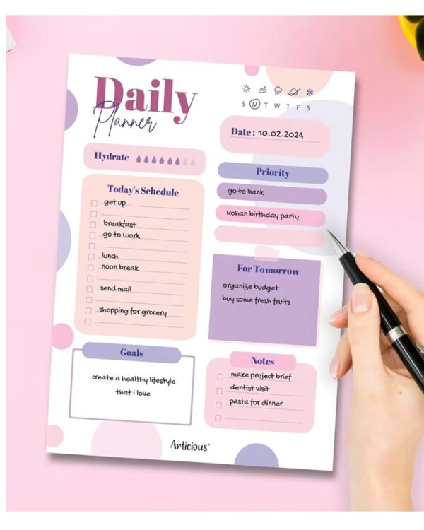Focus- Daily Planner Undated 60 Tear Off Sheets