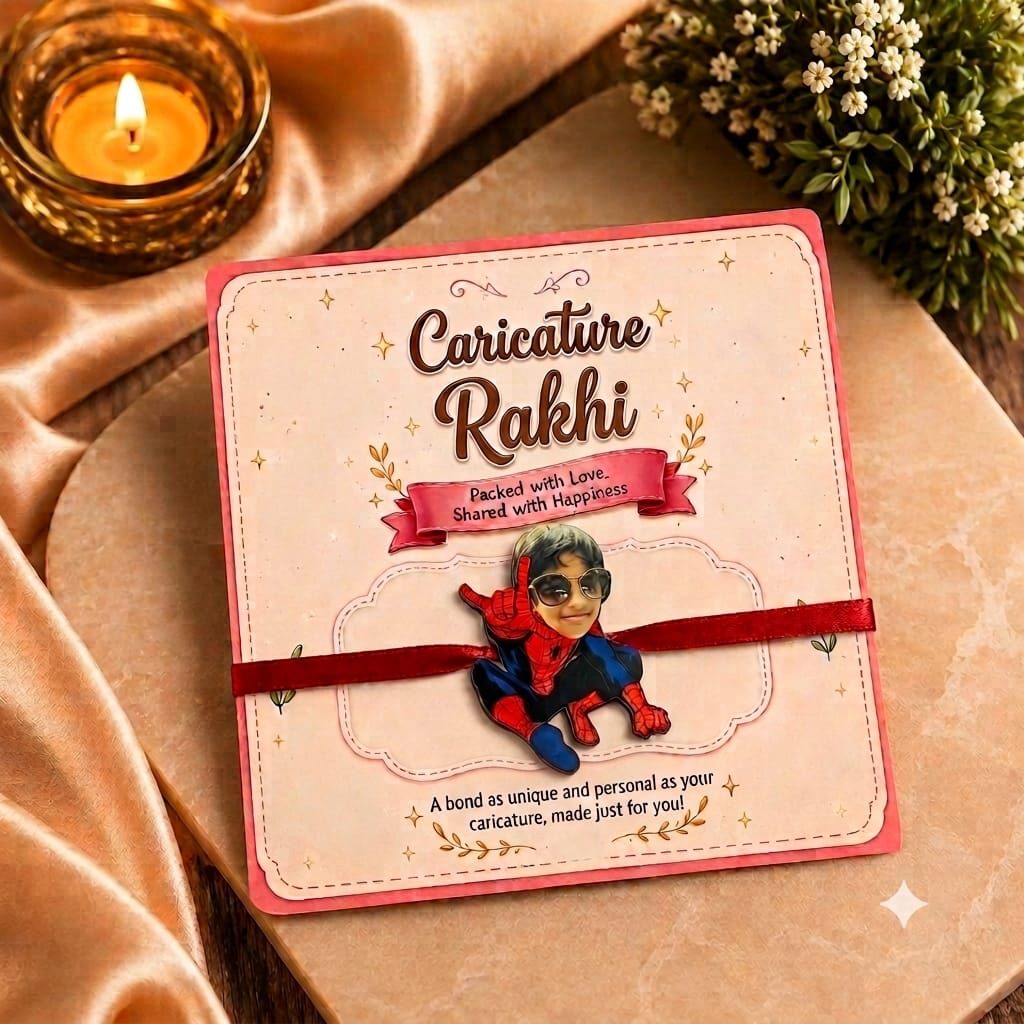 Personalised Photo Caricature Theme Rakhi