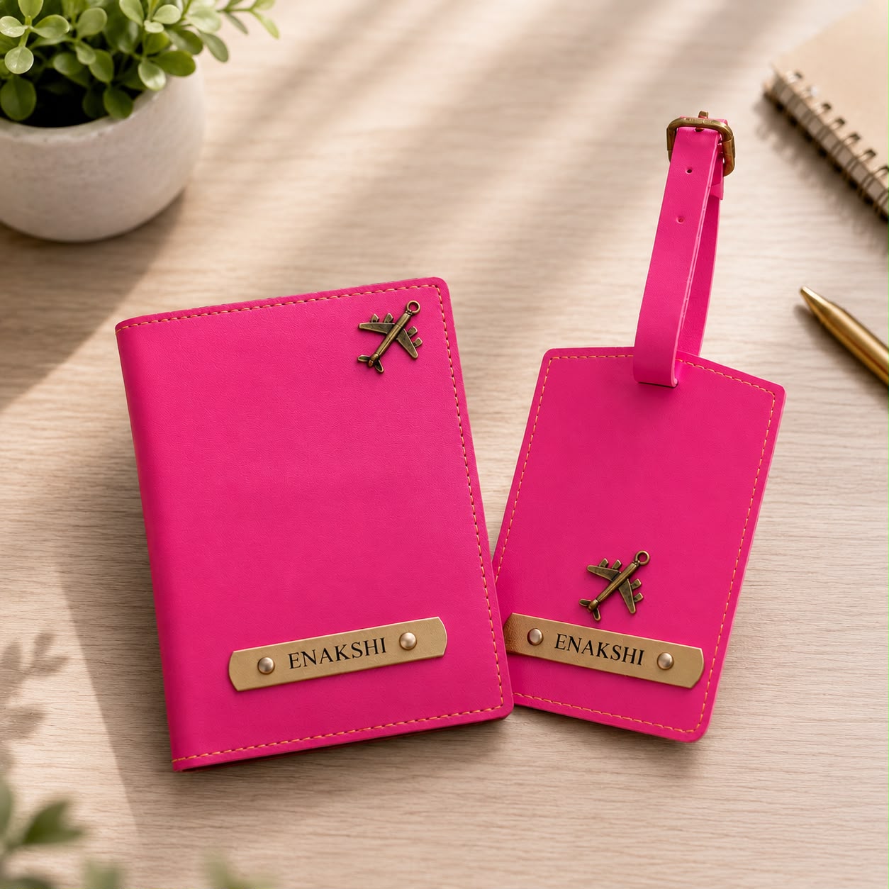 Personalised Leather Passport Cover & Luggage Tag - Image 5
