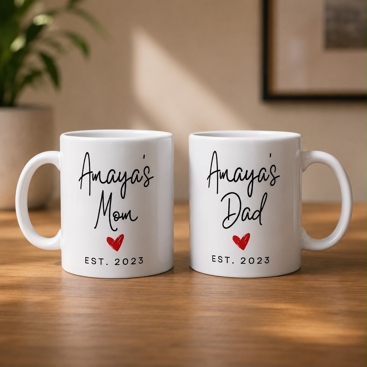 Personalised Ceramic Mug Set for Mom & Dad