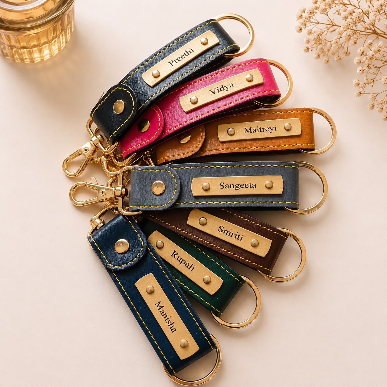 Personalised Leather Keychain with Name - Image 3