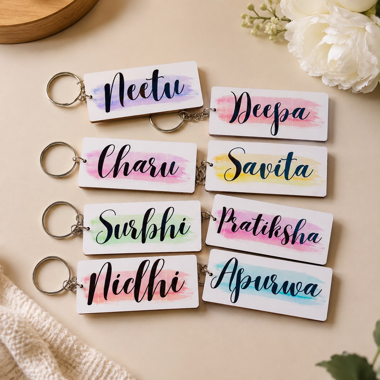 Personalized Name Wooden Keychain (Set of 3)