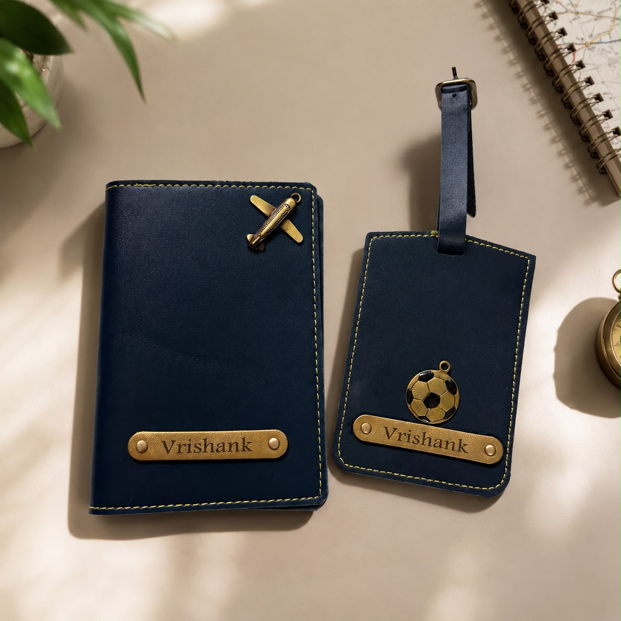 Personalised Leather Passport Cover & Luggage Tag - Image 4
