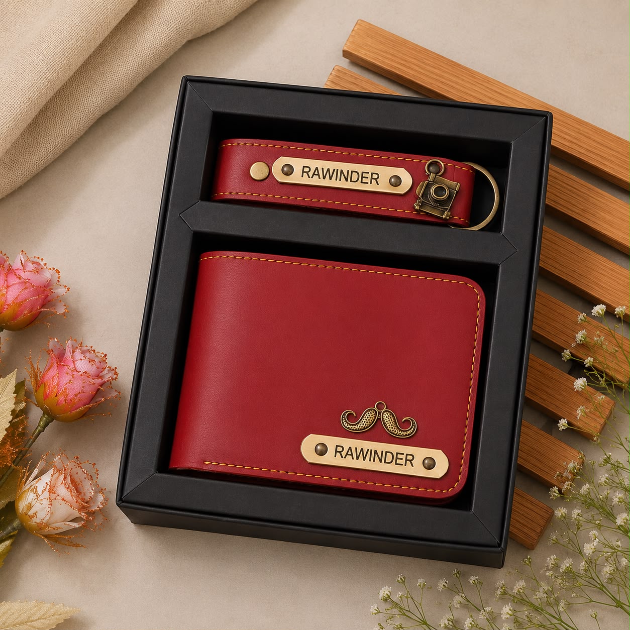 Personalised Wallet & Keychain Combo for Men - Image 3