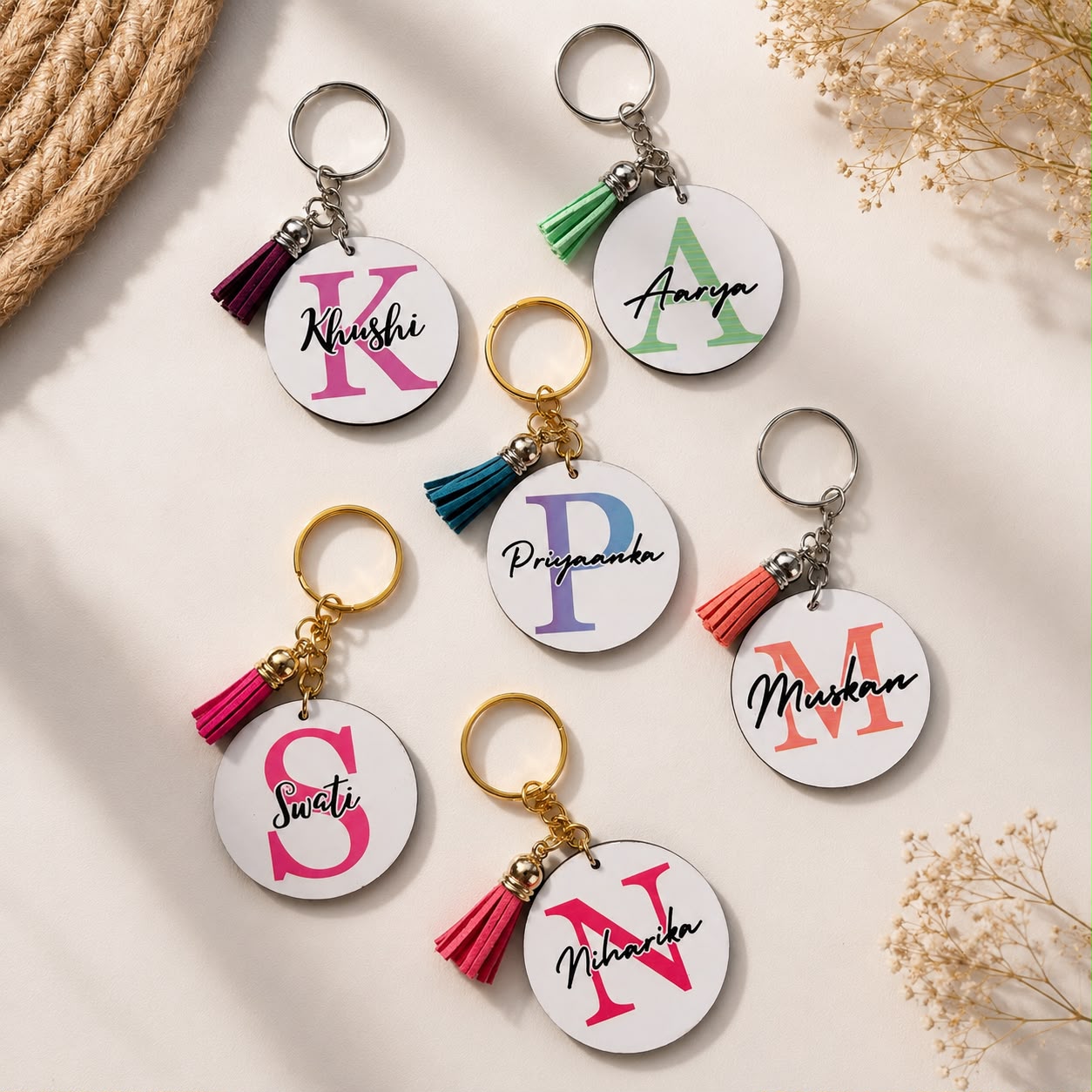 Personalized Alphabet Name Wooden Keychain (Set of 3) - Image 3