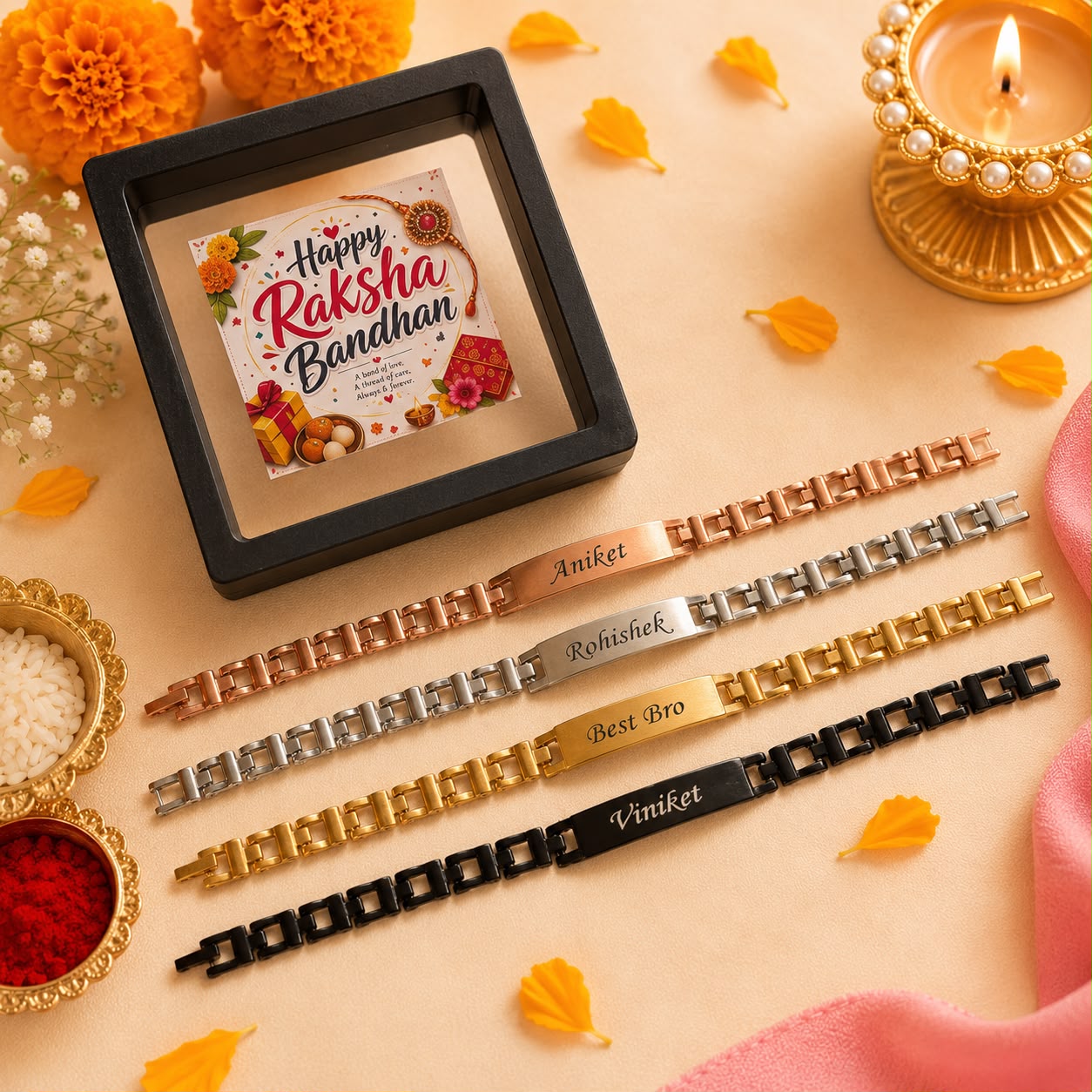 Personalized Bracelet Rakhi with Name - Image 2