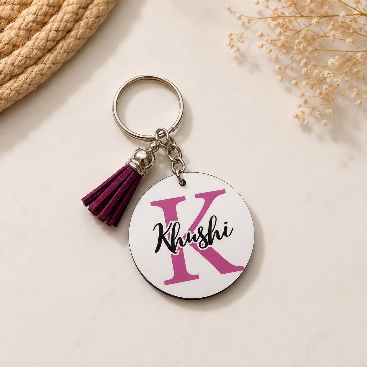 Personalized Alphabet Name Wooden Keychain (Set of 3)