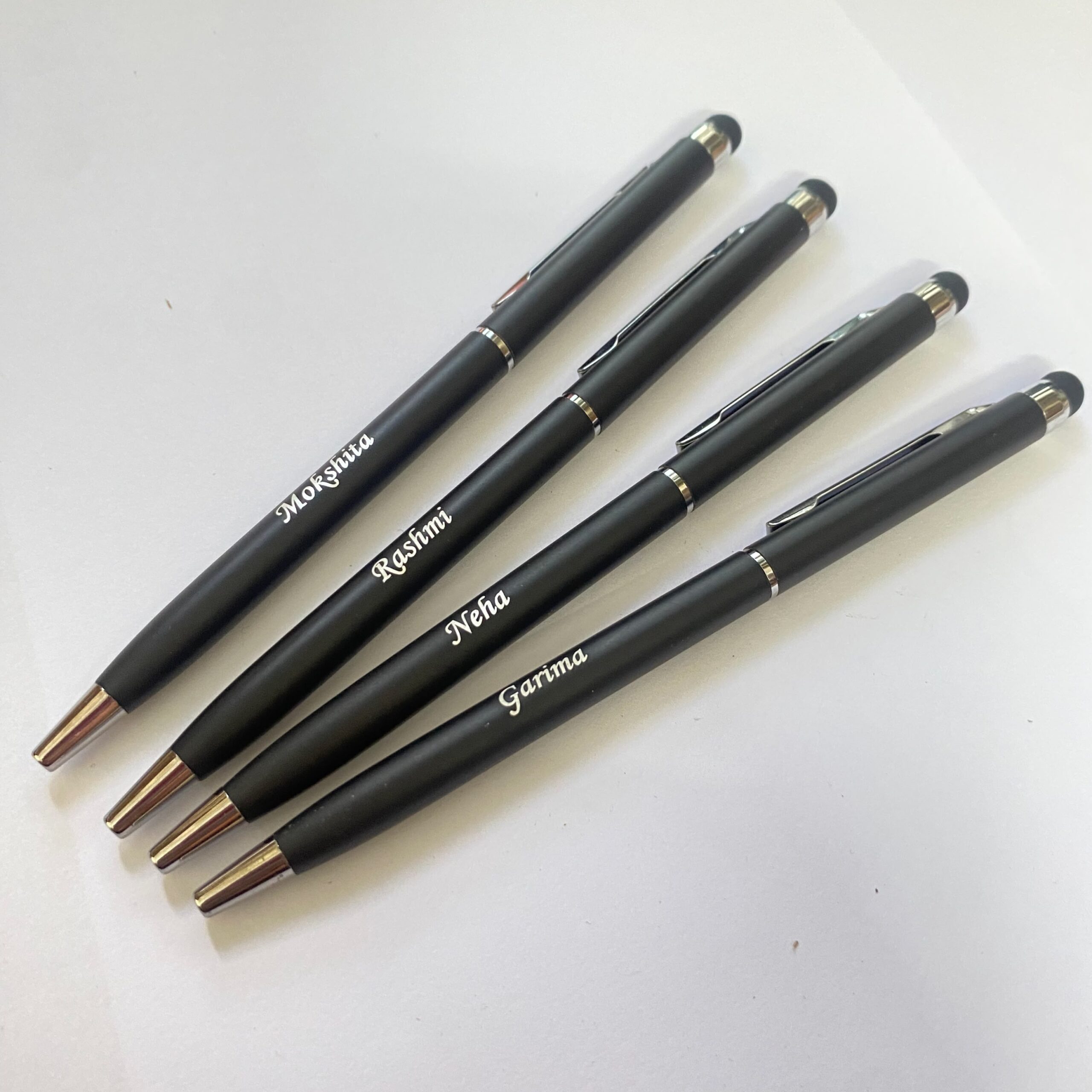 Personalized Black Ballpoint Pen with Stylus Tip - Image 2