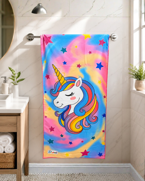 Unicorn Theme Soft Bath Towel for Kids – 54x28 Inch