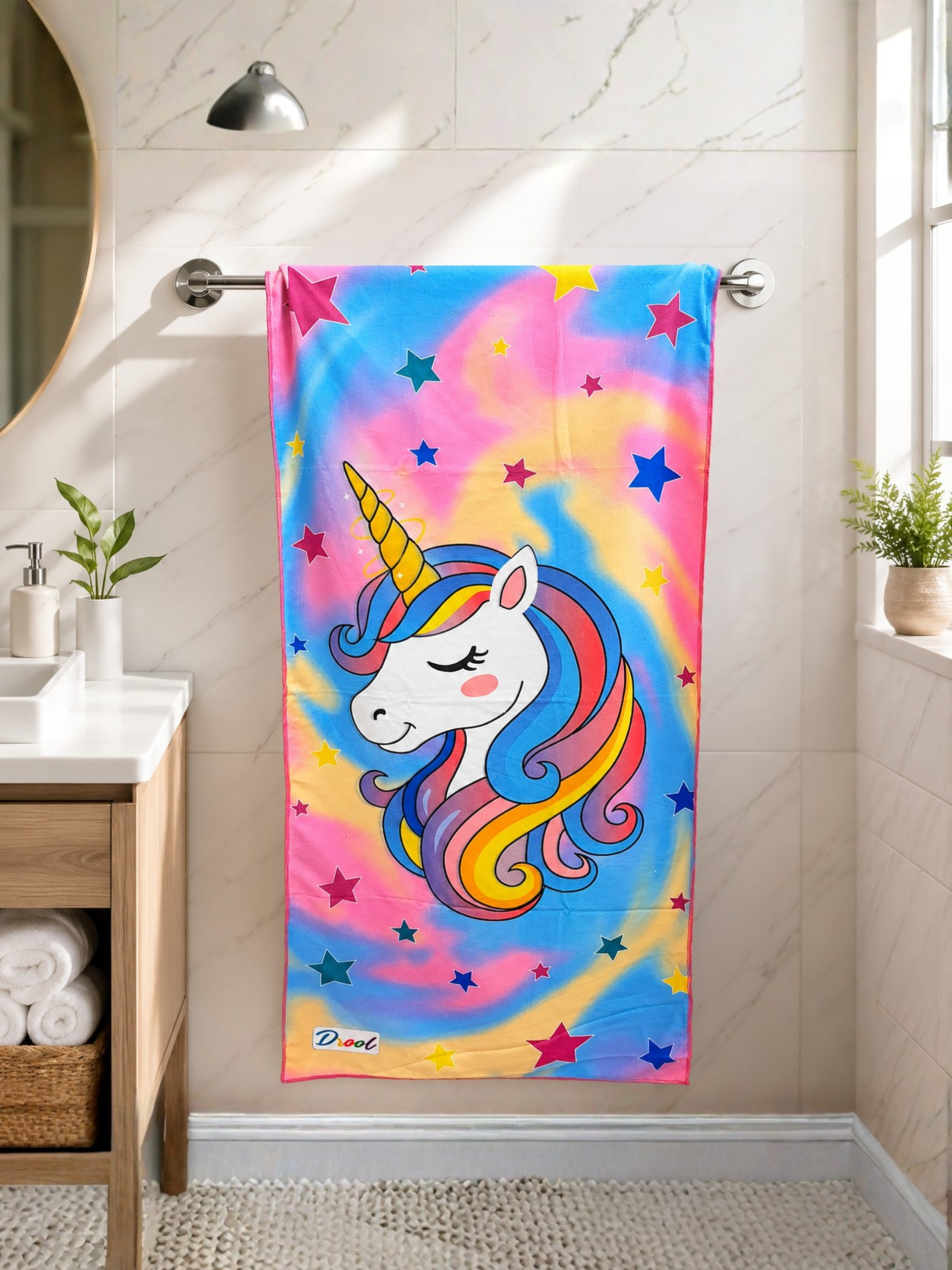 Unicorn Theme Soft Bath Towel for Kids – 54x28 Inch