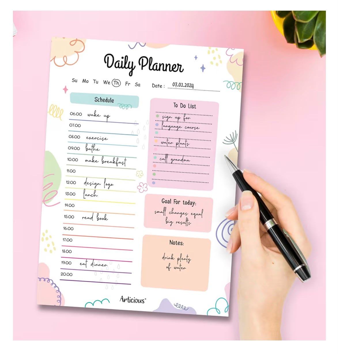 Goal- Daily Planner Undated 60 Tear Off Sheets