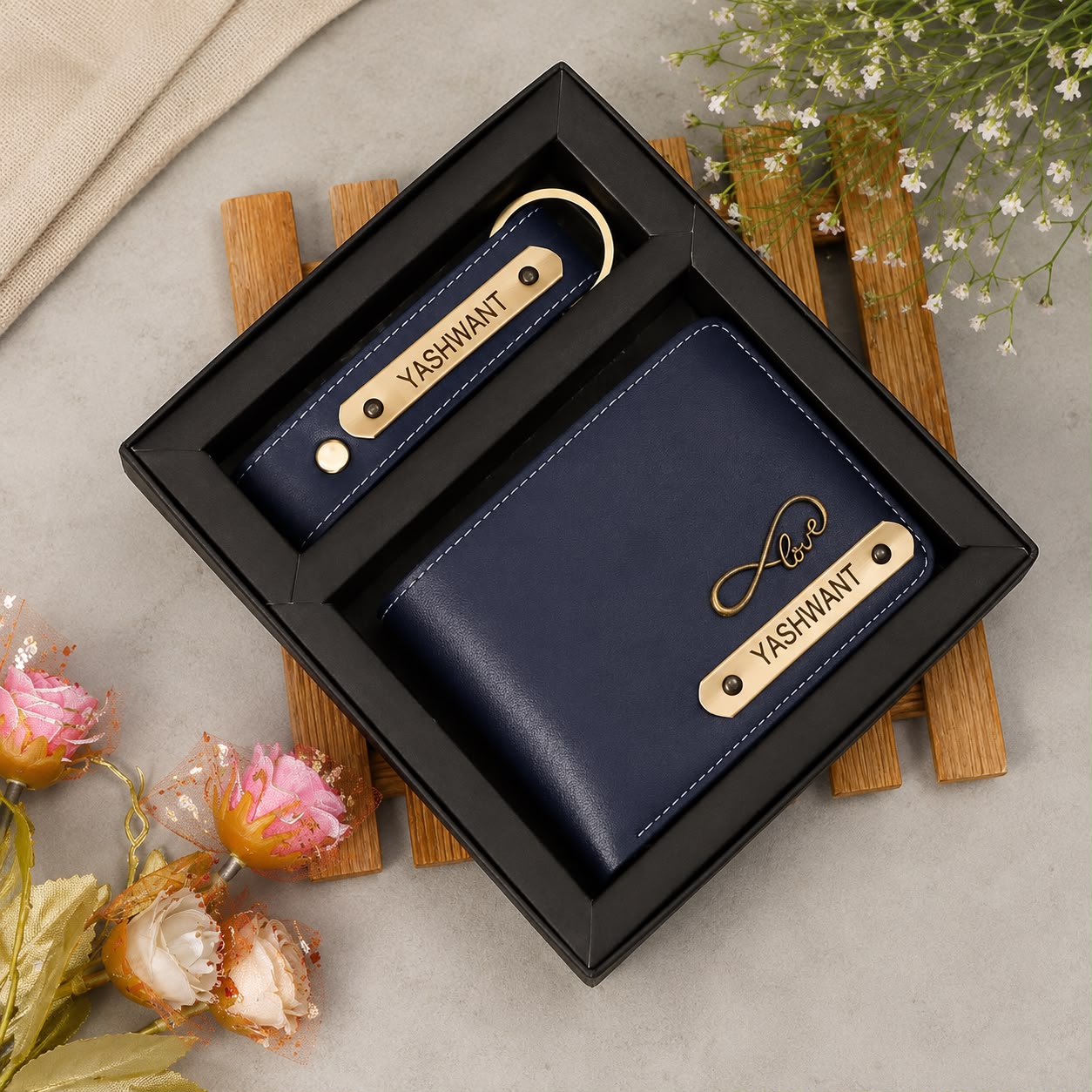 Personalised Wallet & Keychain Combo for Men