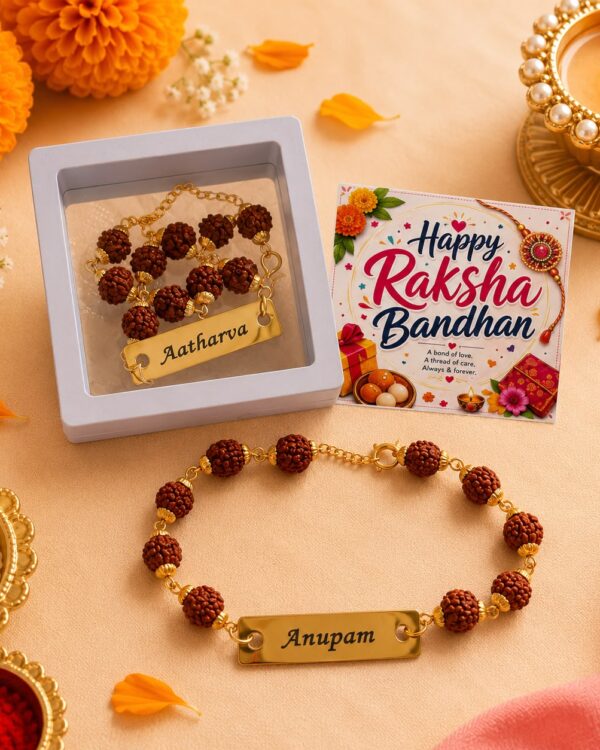 Personalized Rudraksha Name Rakhi for Brother