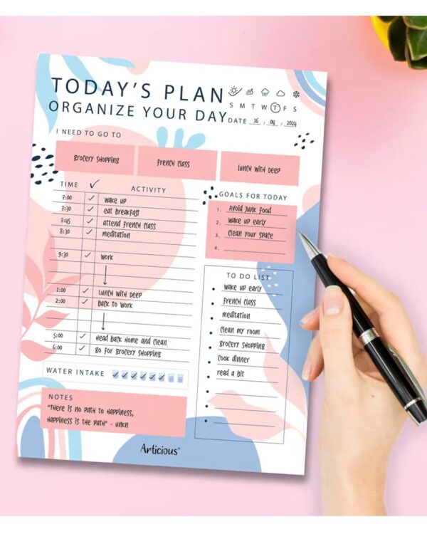 Organize It- Daily Planner Undated 60 Tear Off Sheets