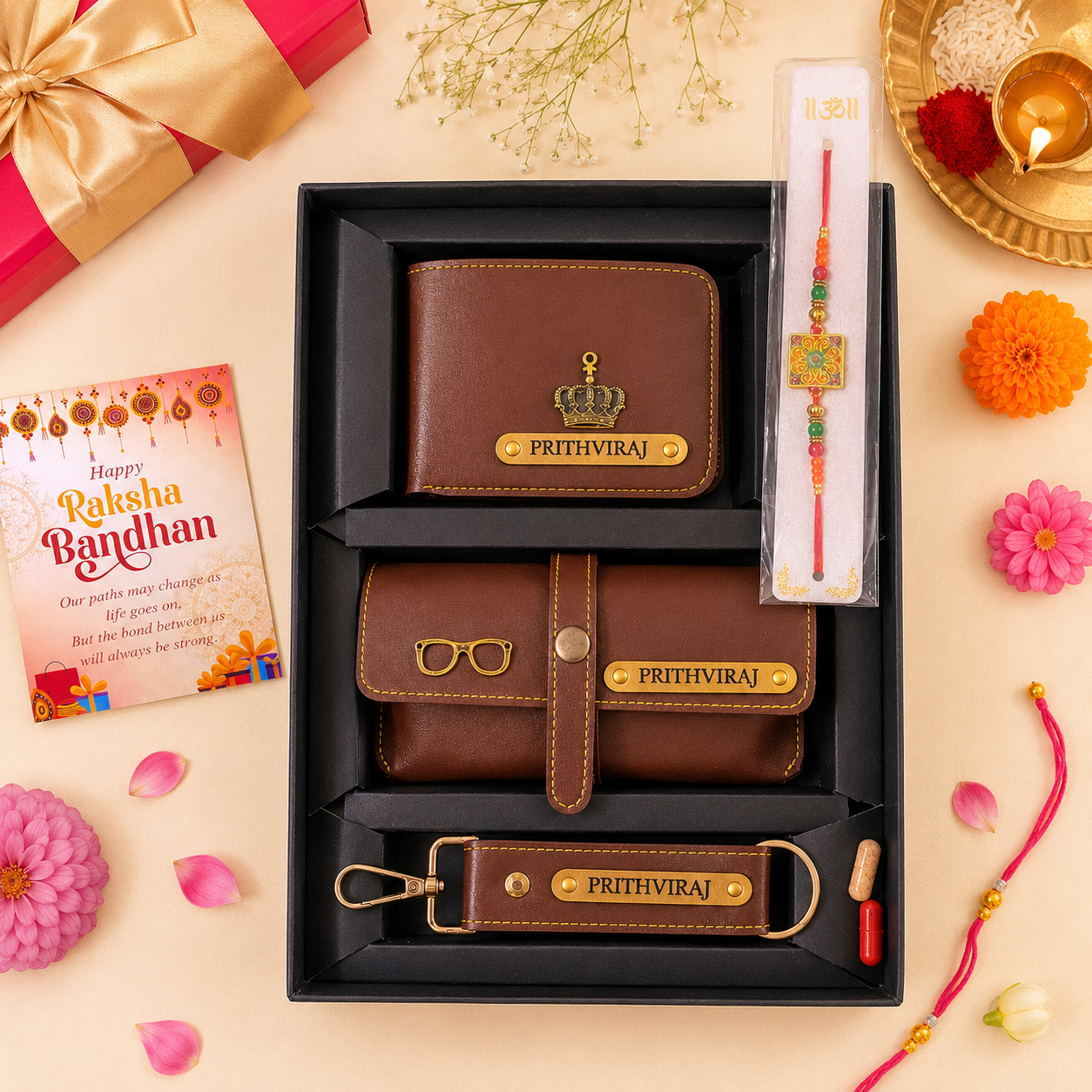 Personalised Men's 3pc Combo Rakhi Gift Box