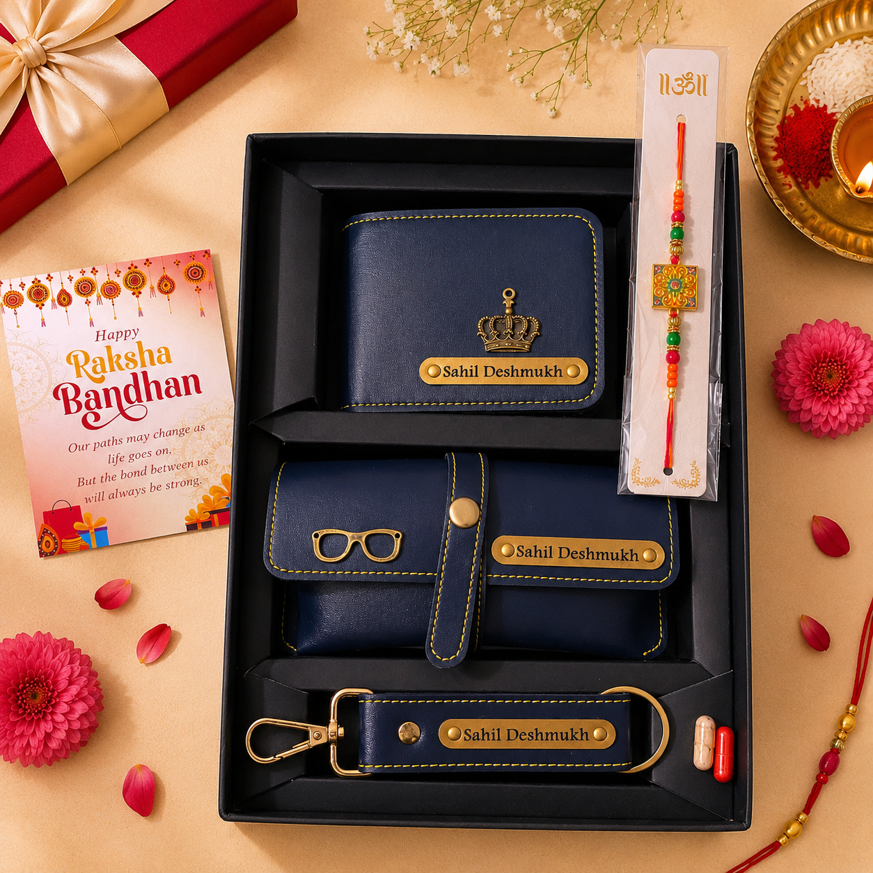 Personalised Men's 3pc Combo Rakhi Gift Box - Image 2