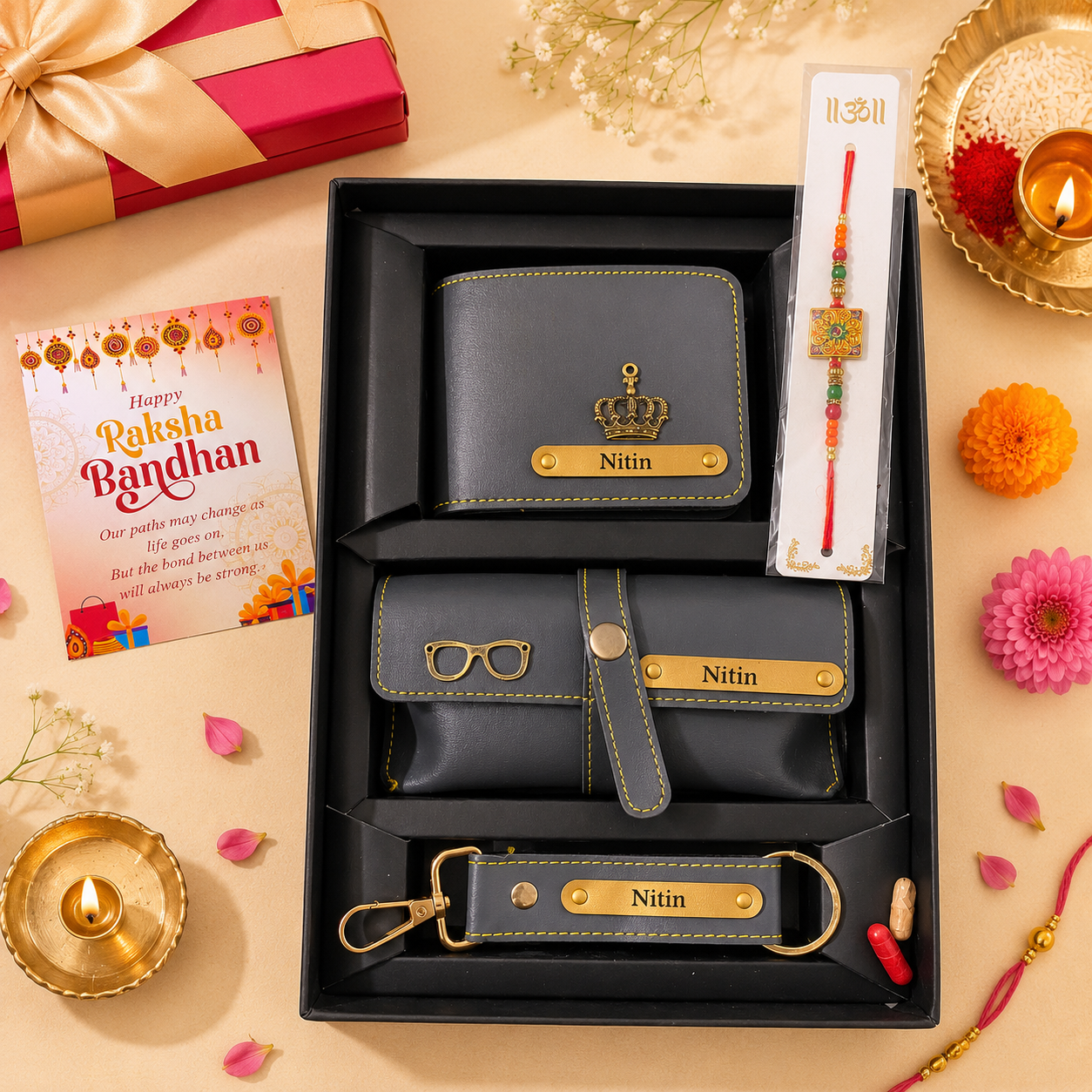 Personalised Men's 3pc Combo Rakhi Gift Box - Image 3