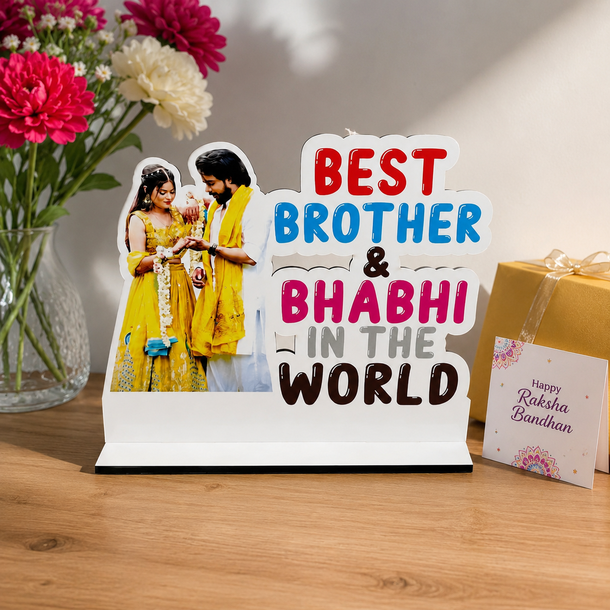 Personalised PhotoTable Top Gift for Bhaiya-Bhabhi