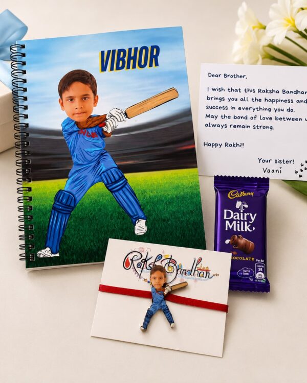 Personalised Photo Caricature Theme Rakshabandhan Gift For Kids