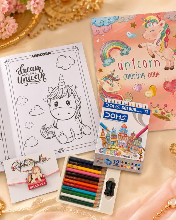 Personalised Colouring Kit Combo Gift with Rakhi