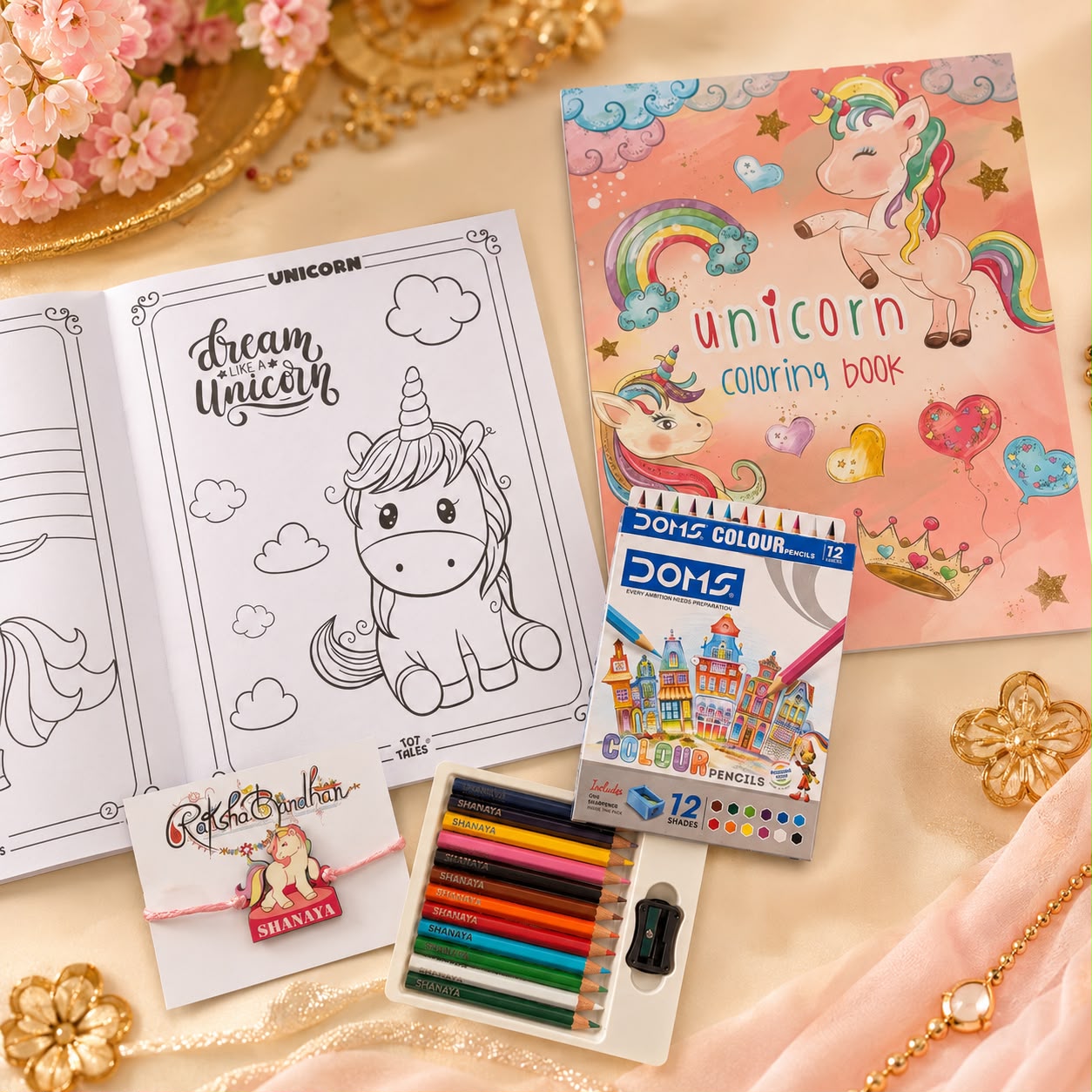 Personalised Colouring Kit Combo Gift with Rakhi